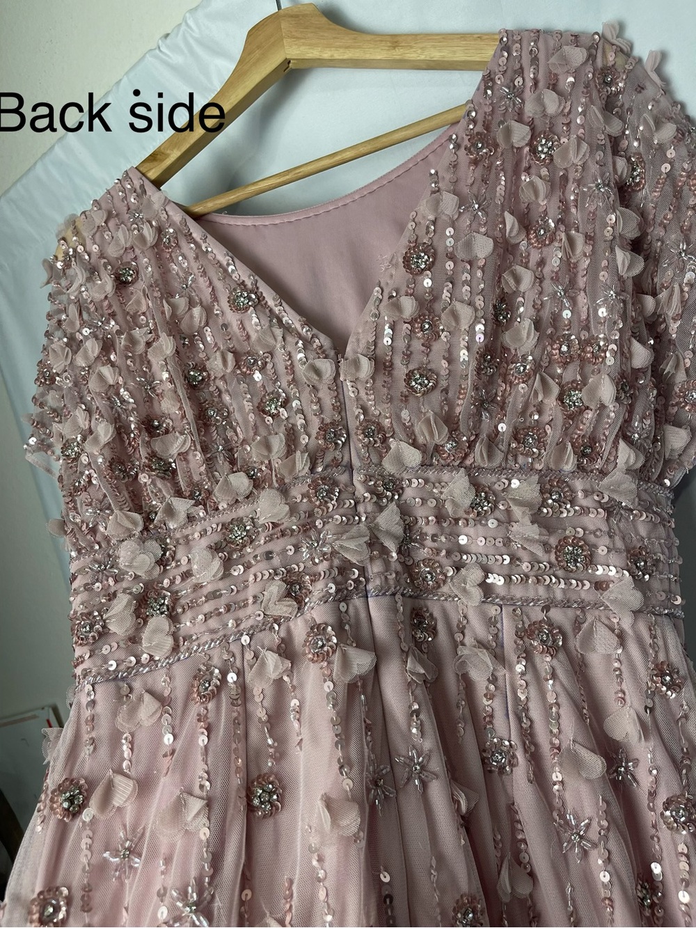 MAC DUGGAL Dress Size 8 NEW Pink Sheath Midi Dress Floral Beading - Picture 7 of 12